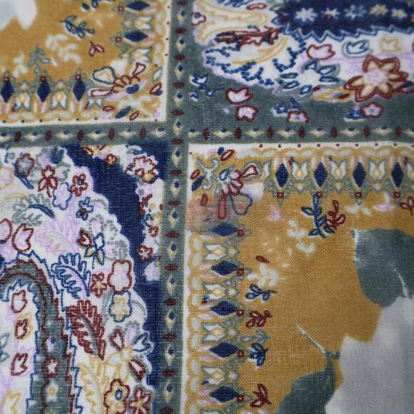 VTG Patchwork Square Scarf Paisley Rose Western Hippie Boho Gma Cottage Floral - Picture 3 of 4